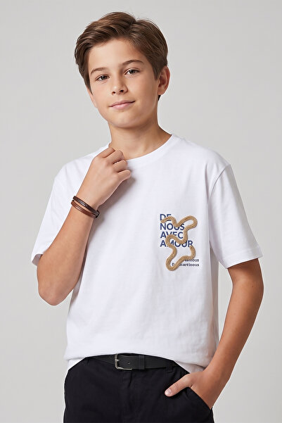 Dmb Tricou din bumbac cu model în relief pentru băieți, mărimea jumătate plus