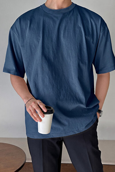 GENIUS STORE Tricou oversize pentru bărbați, din bumbac, cu decolteu tip crew...