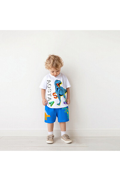 nannie Set de 2 piese pentru băieți: Tricou alb și pantaloni albaștri Axel - ...