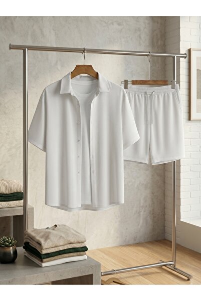 KVİNS Unisex Lycra Brumcuk Fabric Set | Relax Fit Shirt&Shorts | Anti-Wrinkle...