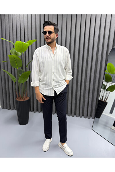 Avni Ceylan Cămașă pentru bărbați din țesătură Gofre, slim fit, cu broderie ș...