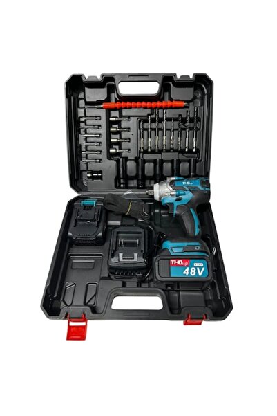 UNİBOX Drill and screwdriver 48V, 2 batteries, accessories, blue-black