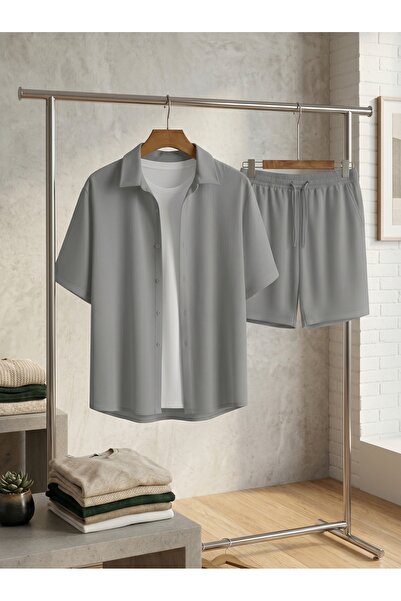 KVİNS Unisex Lycra Brumcuk Fabric Set | Relax Fit Shirt&Shorts | Anti-Wrinkle...