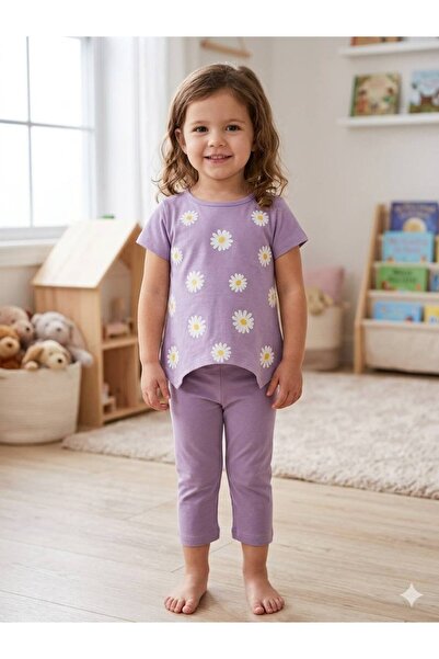 Milanlı Kids Girls' Summer Leggings Top and Bottom Set