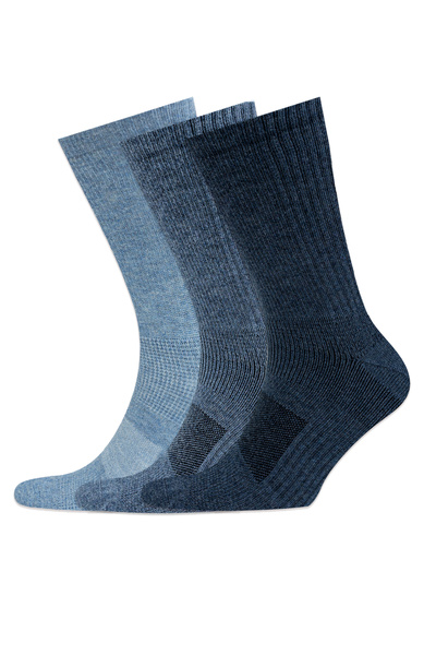 KNITON Men's Tennis Socks Long Combed Cotton Blue Socks 3 Pairs