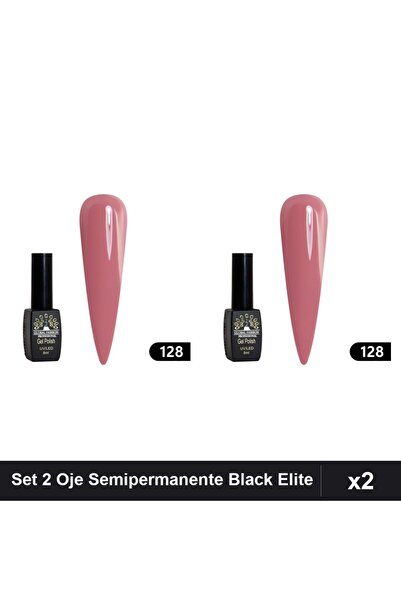 global fashion Set 2 Oje Semipermanente Black Elite 8ml, Manichiura UV/LED,