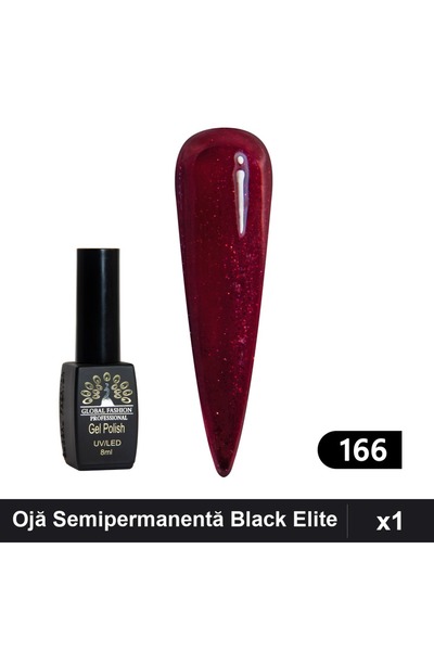global fashion Ojă Semipermanentă Black Elite 8ml, Manichiură UV/LED, 1 Bucată
