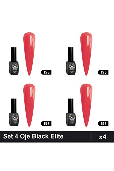 global fashion Set 4 Oje Semipermanente Black Elite 8ml, Manichiura UV/LED Pr...