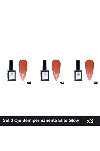 global fashion Set 3 Oje Semipermanente Elite Glow 15ml, Gel Polish UV/LED