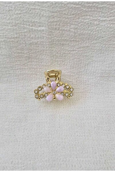 Beyaz Dükkan Mini Metal Clasp with Zircon Stone and Daisy 2.5 cm 1 Piece