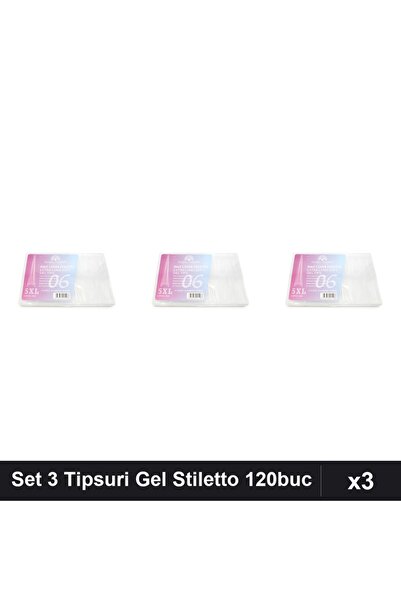 global fashion Set 3 Tipsuri Gel Stiletto 120buc, 12 Mărimi, 5XL Extra-Lung, ...