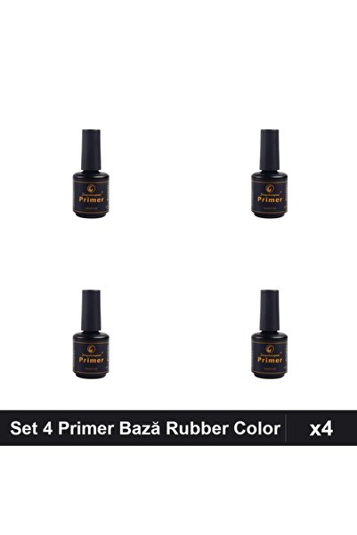 FSM Set 4 Primer Bază Rubber Color cu Acid 15ml, Manichiură Gel UV/LED