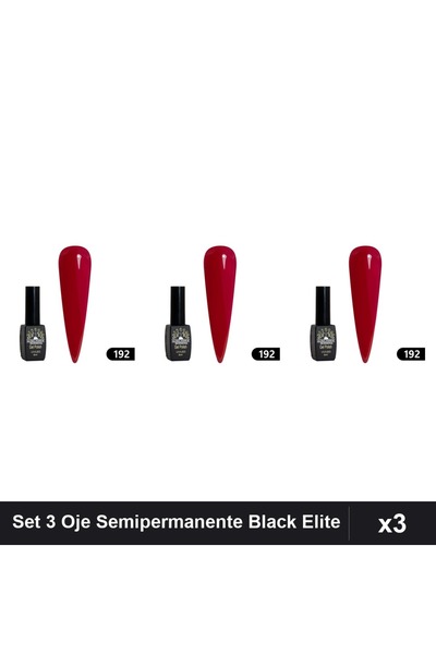 global fashion Set 3 Oje Semipermanente Black Elite 8ml, Manichiura UV/LED,