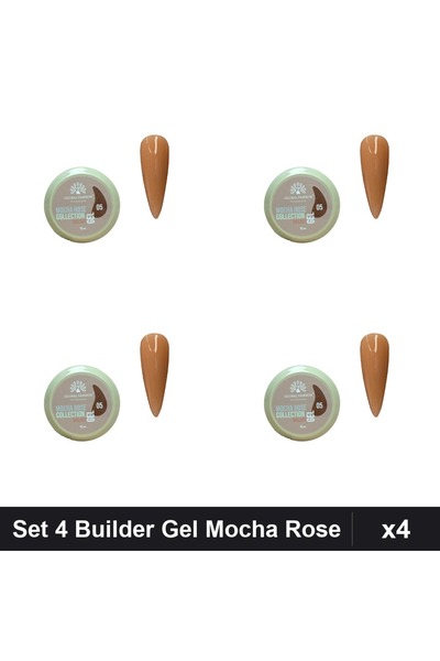 global fashion Set 4 Builder Gel Mocha Rose 15g, Constructie Unghii UV/LED, N...