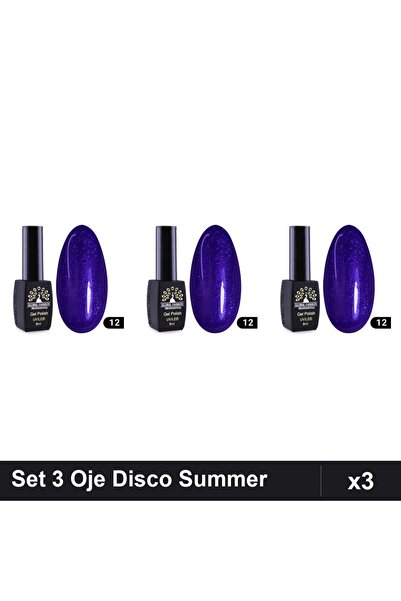 global fashion Set 3 Oje Semipermanente Disco Summer 8ml, Manichiura UV/LED, ...