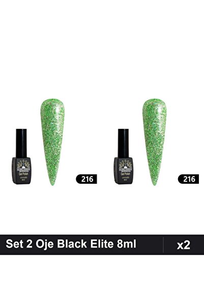 global fashion Set 2 Oje Semipermanente Black Elite 8ml, Manichiura UV/LED Pr...