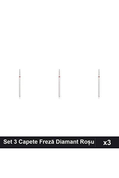 NAİLS Set 3 Capete Freză Diamant NBC Roșu 10mm, Duritate Medie, Manichiură Pr...