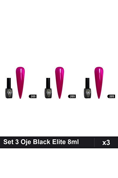 global fashion Set 3 Oje Semipermanente Black Elite 8ml, Manichiura UV/LED,