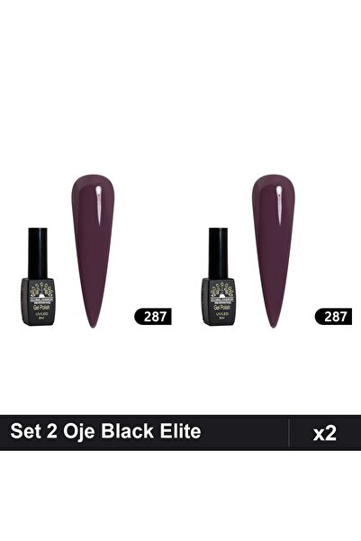 global fashion Set of 2 Black Elite Semi-permanent Nail Polish 8ml, UV/LED Ma...