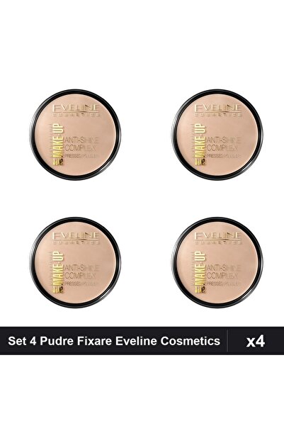 Eveline Set 4 Pudre Compacte Cosmetics Anti-Shine 32 14g, Fixare Contouring