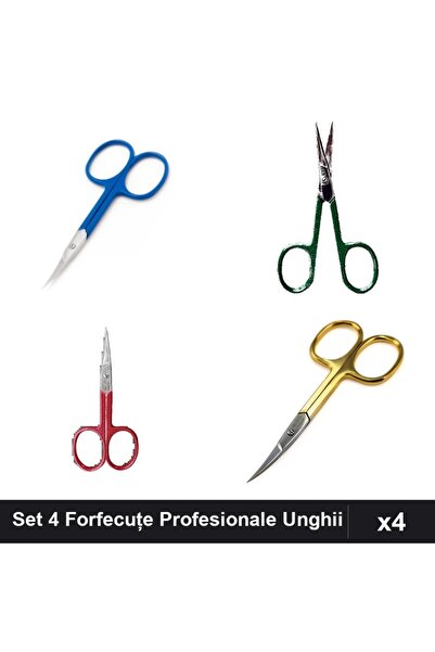 One Group Set 4 Forfecuțe Profesionale Unghii și Cuticule One Group, Albastru...
