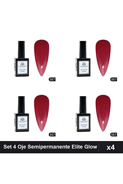 global fashion Set of 4 Elite Glow Semi-Permanent Nail Polish 15ml, Gel Polis...