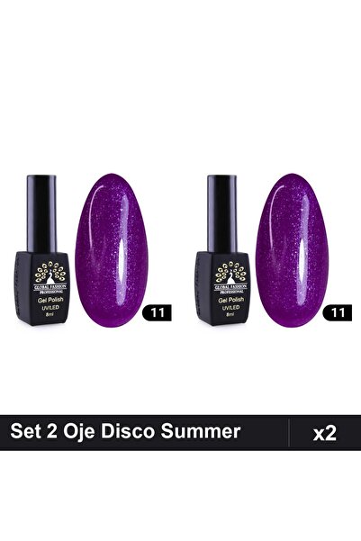 global fashion Set 2 Oje Semipermanente Disco Summer 11, 8ml, Manichiura UV/LED