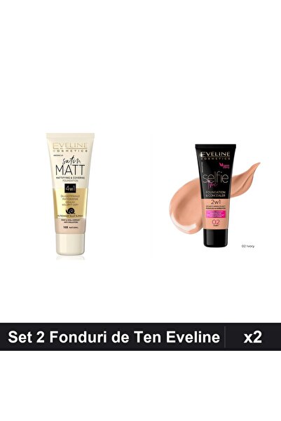 Eveline Set 2 Fonduri de Ten Cosmetics, Satin Matt 103 + Selfie Time 2in1 02,...
