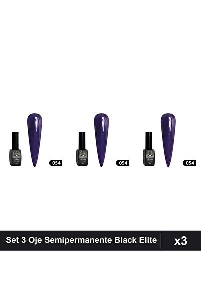 global fashion Set 3 Oje Semipermanente Black Elite 8ml, Nuanta 054, Manichiu...