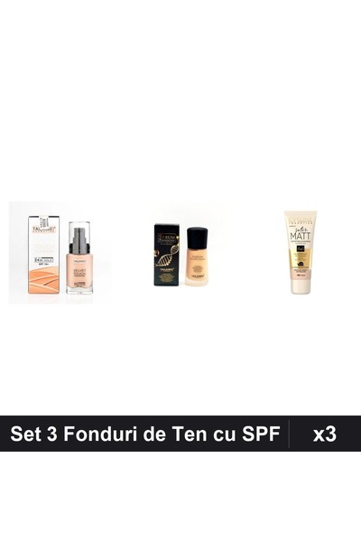 TLM Set 3 Fonduri de Ten & Eveline Cosmetics, Nuante 104 106, SPF 10-15, 94ml