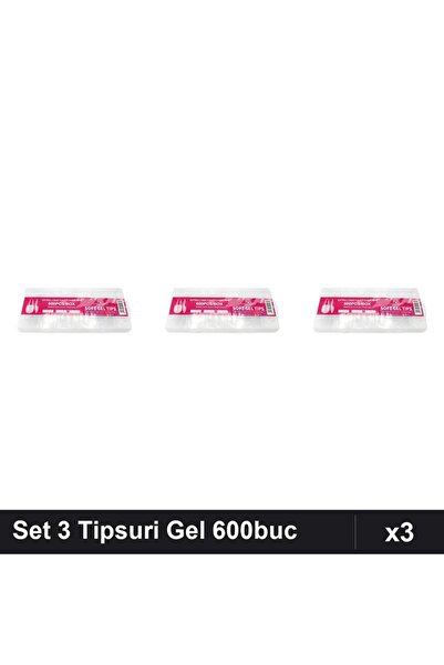 global fashion Set 3 Tipsuri Gel 600buc Formă Migdală Medie, Unghii Artificia...