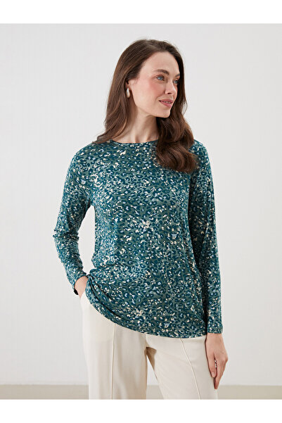 LC Waikiki Nevavm Women's T-Shirt with Oval Collar Pattern