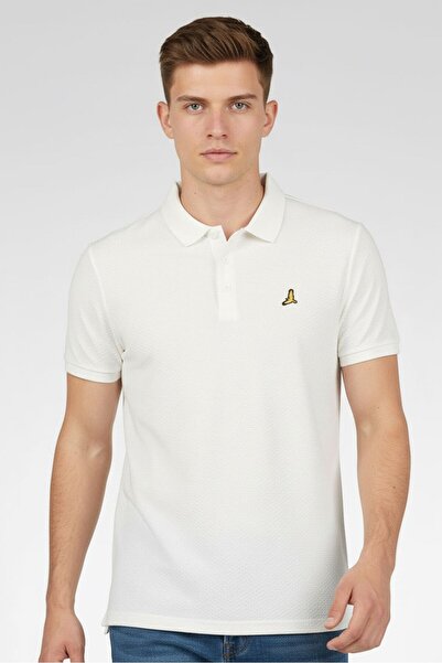 Brave Soul Men Regular Fit Embroidered Logo Short Sleeve Polo Shirts, White