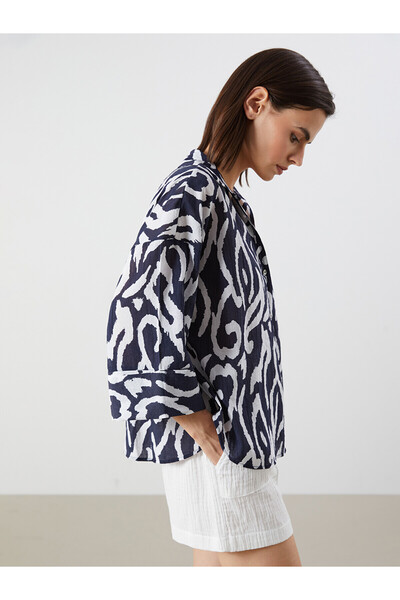 LC Waikiki Nevavm Patterned Oversize Women's Shirt with a Difference