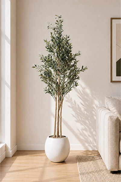TrentonGCC Artificial Olive Tree with Modern Pot – Realistic Faux Indoor Oliv...