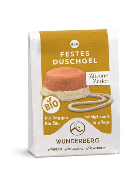 WUNDER Gel de dus solid bio cu lamaie si cedru, 80g Wunderberg