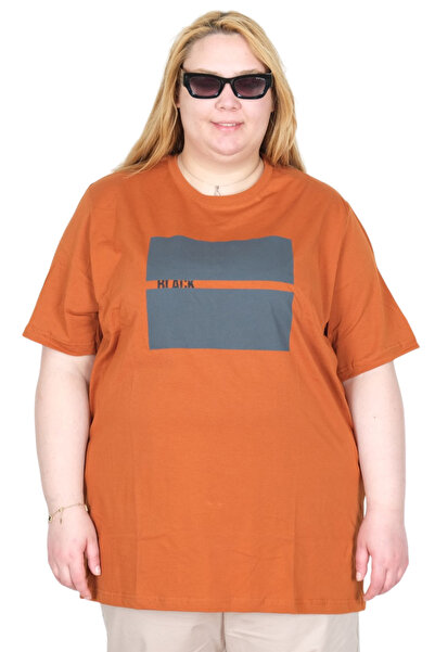 ModeXL Mode XL Real Big Size Women's T-Shirt Bıs Collar Black U26124 Tarcin