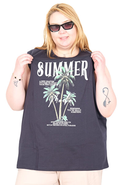 ModeXL Large Size Women's 100% Cotton Zero Sleeve T-Shirt Printed Summer U260...