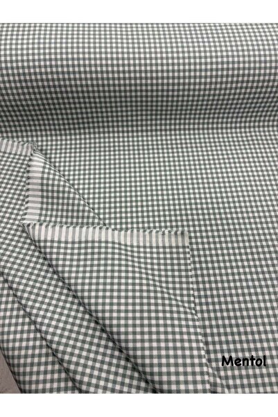 etuval Mini Kareli Cotton Duck Keteni Mentol Yeşili