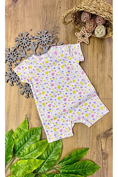 CemBebe Short-Legged Summer Heart-Print Baby Girl Jumpsuit