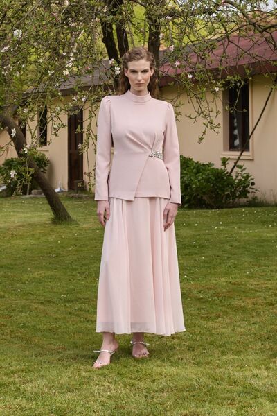 Birgül Bektaş Powder Lily Stone Detailed Evening Dress