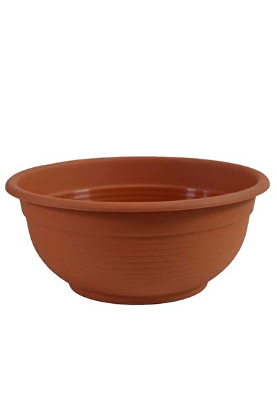 MARHOME Γλαστρα Καφε Πλαστικη Ριγε - Φ46x17cm 09-00-225