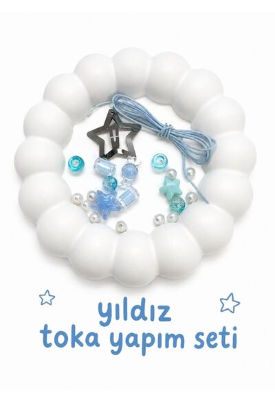 hobi dünyası evim Yıldız Toka Yapım Seti 20 Adet Boncuk 1 Metre Paraşüt İp Ma...