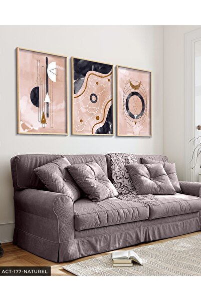 CeSht Watercolor Look Abstract Art 3 Piece Wooden Framed Painting Act