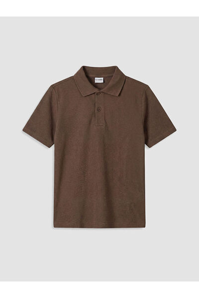 LC Waikiki Güli̇s Gi̇yi̇m^New Season Brown Polo Collar Boys' Pique T-Shirt