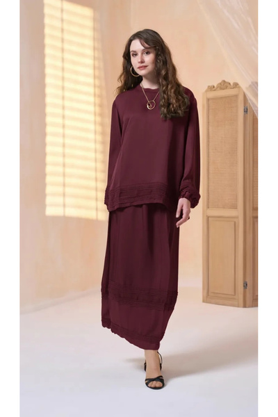 MissWhence Skirt Suit 39010 Bordo