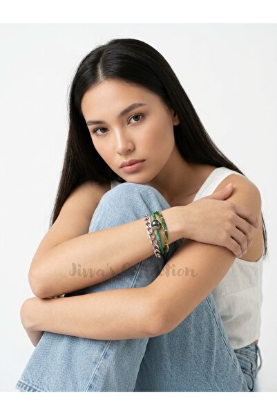 Jivva's Collection Multi-Layered Women's Bracelet. Stylish Design Green-Toned...
