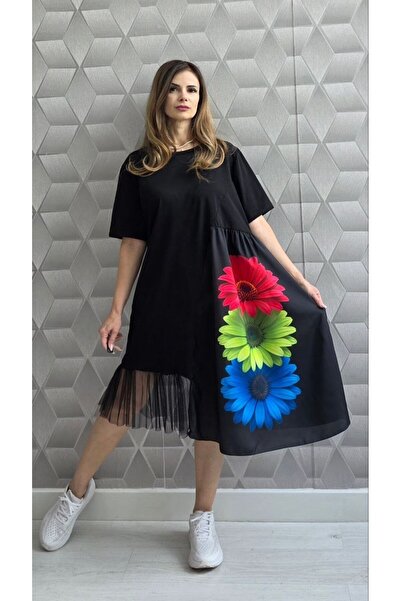 MAXORA SHOP Monique Short-Sleeved dress with 3D print