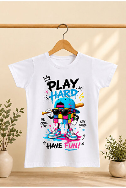 ModaXen Children's T-Shirt with Lettering and Puzzle Print, 100% Cotton, Shor...
