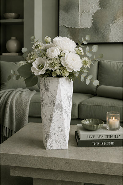 betonmall Vasă de flori din beton, ghiveci geometric decorativ realizat manual
